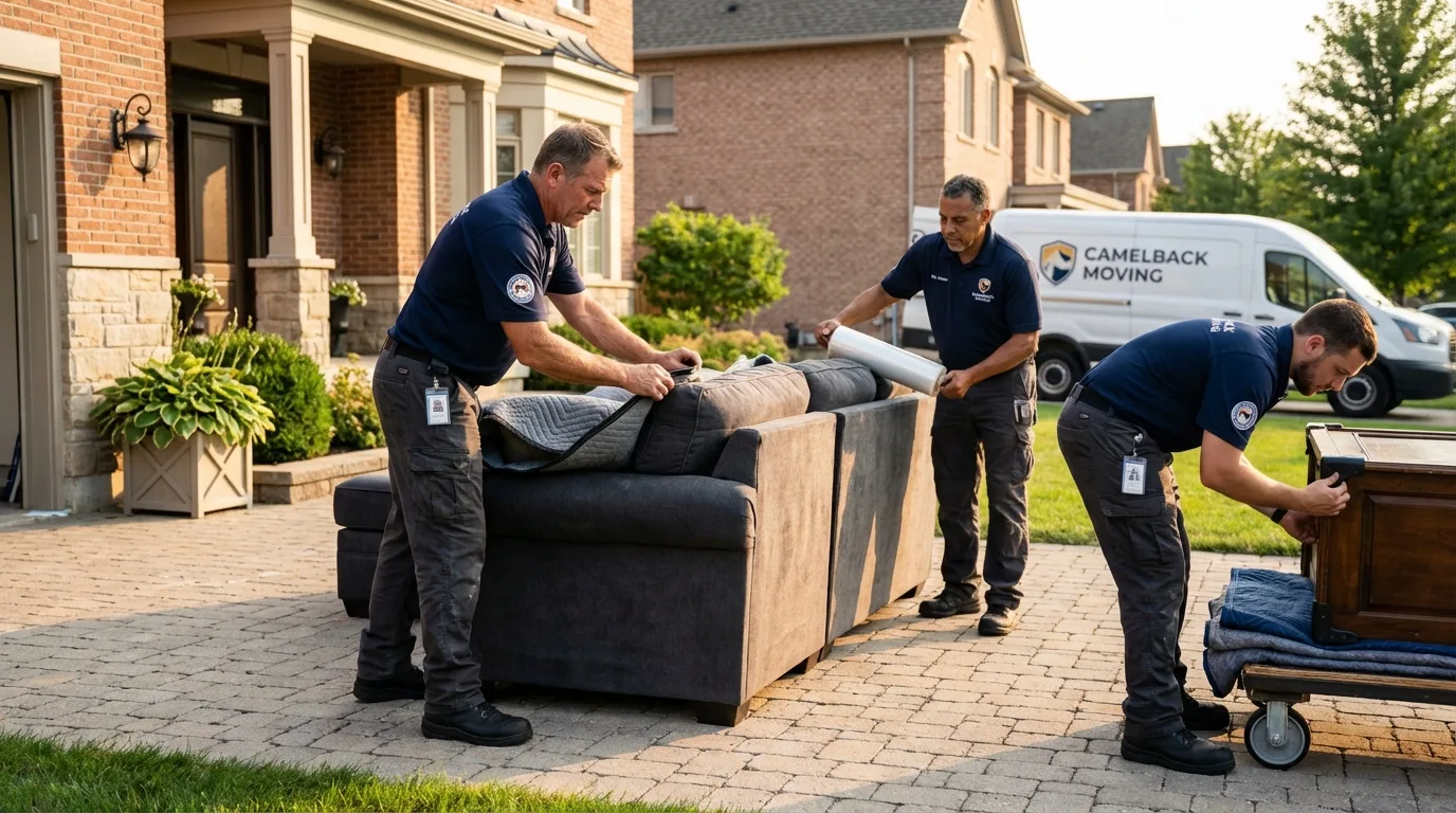 Large estate moving crew wrapping furniture in Clyde, TX